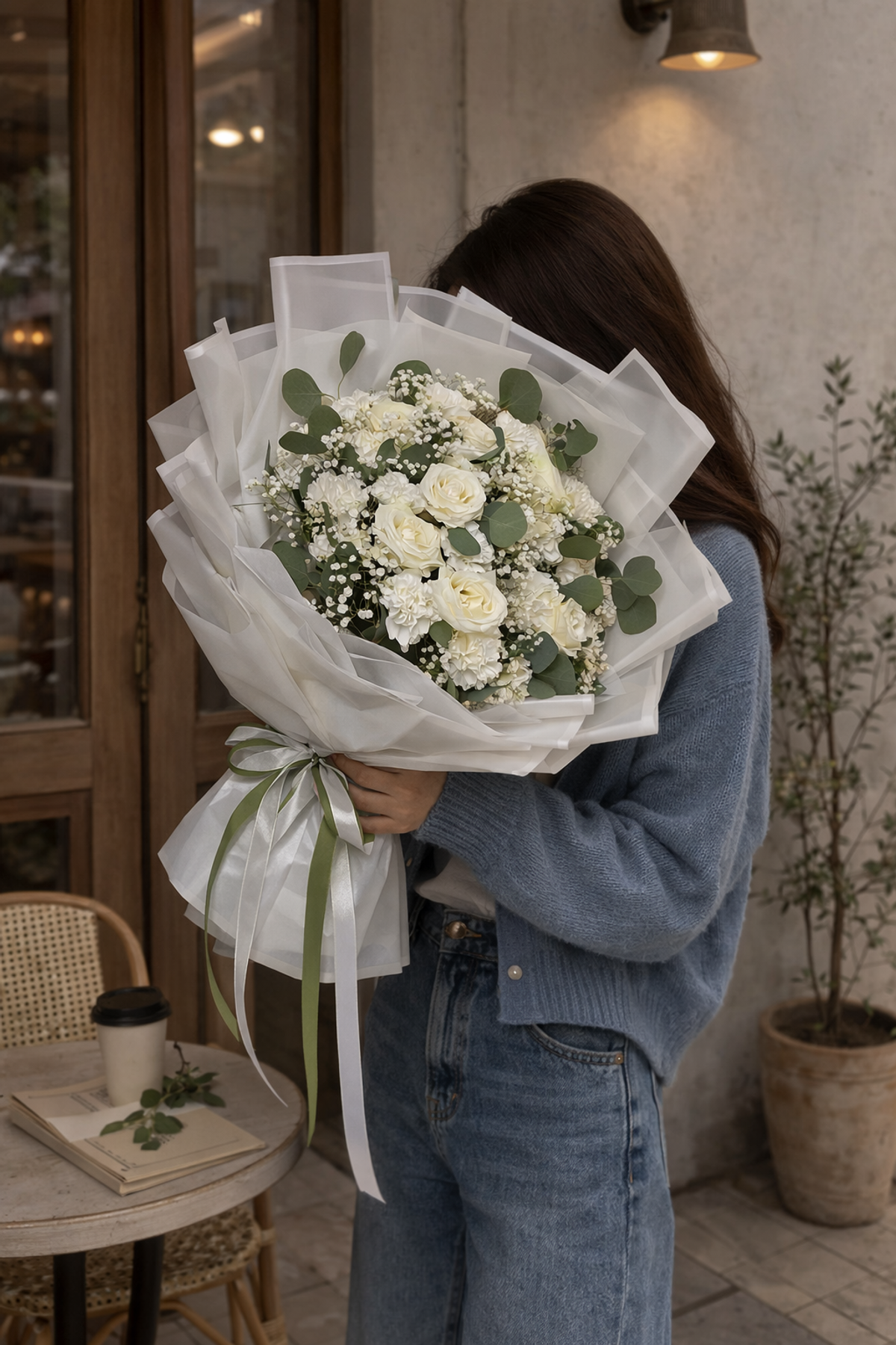 A clean, elegant mono bouquet featuring one main flower type, styled with light seasonal greenery for a refined look. Wrapped with premium paper and finished with a ribbon — perfect for any occasion.